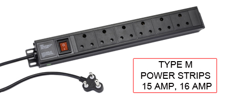 TYPE M Power Strips are used in the following Countries:
<br>
Primary Country known for using TYPE M power Strips is Afghanistan, India, South Africa.

<br>Additional Countries that use TYPE M power strips are 
Bangladesh, Botswana, Lesotho, Mozambique, Namibia, Nepal, Pakistan, Sri Lanka, Sudan, Swaziland.

<br><font color="yellow">*</font> Additional Type M Electrical Devices:

<br><font color="yellow">*</font> <a href="https://internationalconfig.com/icc6.asp?item=TYPE-M-PLUGS" style="text-decoration: none">Type M Plugs</a>

<br><font color="yellow">*</font> <a href="https://internationalconfig.com/icc6.asp?item=TYPE-M-CONNECTORS" style="text-decoration: none">Type M Connectors</a> 

<br><font color="yellow">*</font> <a href="https://internationalconfig.com/icc6.asp?item=TYPE-M-OUTLETS" style="text-decoration: none">Type M Outlets</a> 

<br><font color="yellow">*</font> <a href="https://internationalconfig.com/icc6.asp?item=TYPE-M-POWER-CORDS" style="text-decoration: none">Type M Power Cords</a> 


<br><font color="yellow">*</font> <a href="https://internationalconfig.com/icc6.asp?item=TYPE-M-ADAPTERS" style="text-decoration: none">Type M Adapters</a>

<br><font color="yellow">*</font> <a href="https://internationalconfig.com/worldwide-electrical-devices-selector-and-electrical-configuration-chart.asp" style="text-decoration: none">Worldwide Selector. All Countries by TYPE.</a>

<br>View examples of TYPE M power strips below.